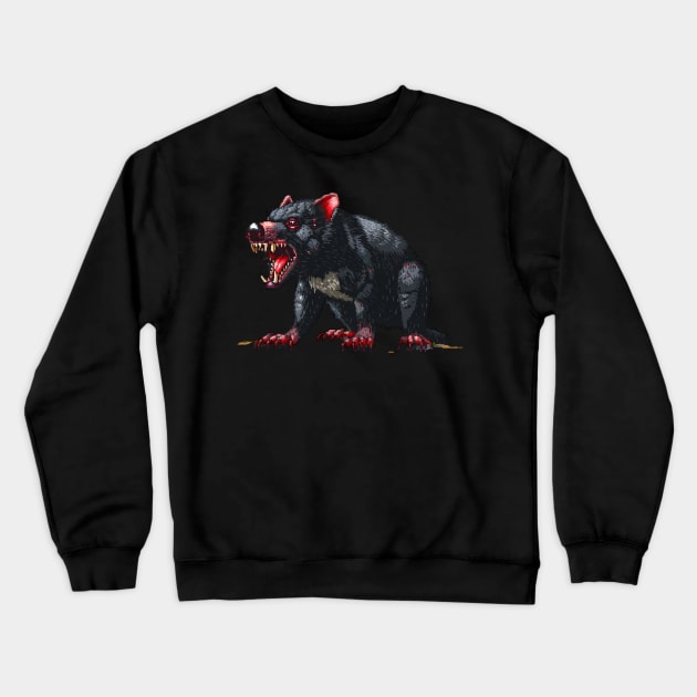 Pixelated Tasmanian Devil Artistry Crewneck Sweatshirt by Animal Sphere